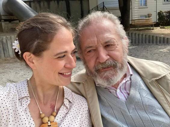 Marie and André Jung share a moment on the set of Andy Bausch’s Little Duke