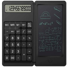 VAORLO Foldable Calculator & 6 Inch LCD Writing Tablet Digital Drawing Pad 12 Digits Display with Stylus Pen Erase Button Lock Function