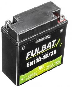 Baterie 6V, 6N11A-1B/3A GEL, 11Ah, 90A, bezúdržbová GEL technologie 121x58x130 FULBAT (aktivovaná ve výrobě)