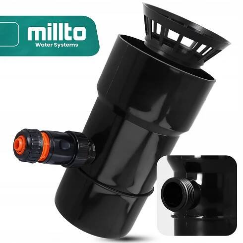 LAPAČ DEŠŤOVÉ VODY 110 MM SBĚRAČ DEŠŤOVÉ VODY REKUPERÁTOR OKAPŮ ČERNÝ Značka Millto
