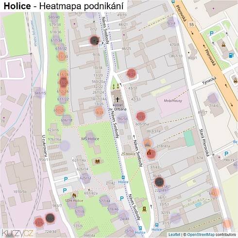 Mapa Holice - Firmy v části obce.