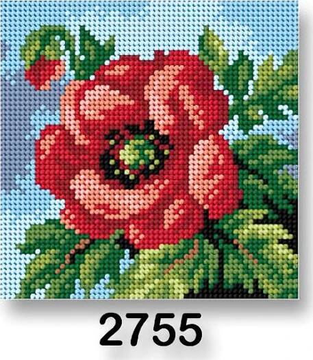 VTC Vyšívací předloha 70244/2755 vlčí mák/červená 15 x 15 cm
