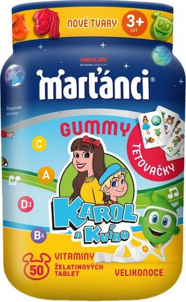 WALMARK Marťánci Gummy Karol a Kvído Velikonoce 50 tbl. + tetovačky od 164 Kč