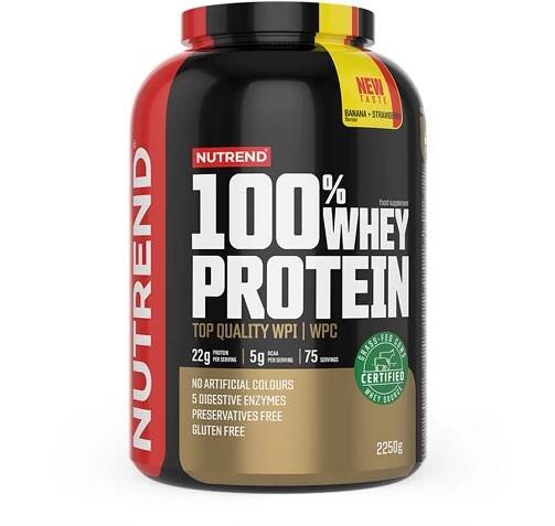 Nutrend 100% Whey Protein 2250 g, banán+jahoda