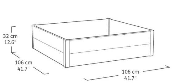 KETER Vyvýšený záhon Maple Square šedý 32 x 106 x 106 cm
