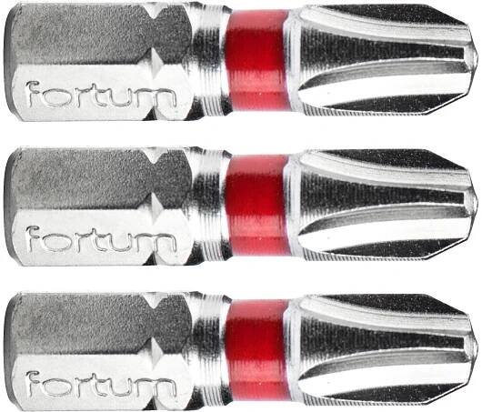 hrot křížový phillips, sada 3ks, PH 3x25mm, S2, FORTUM-KITO