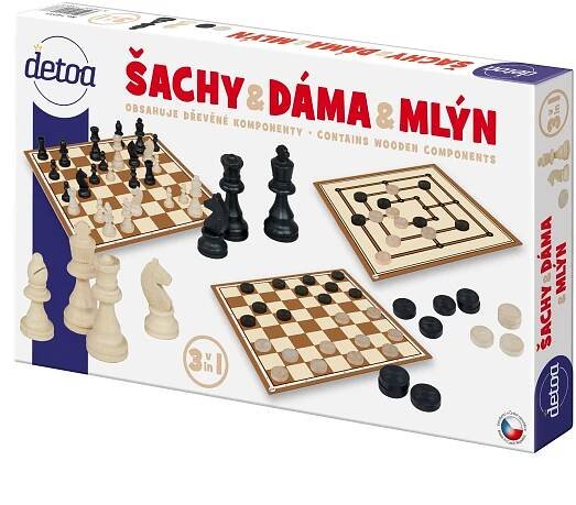 Detoa Šachy a dáma dřevěné ~ 1