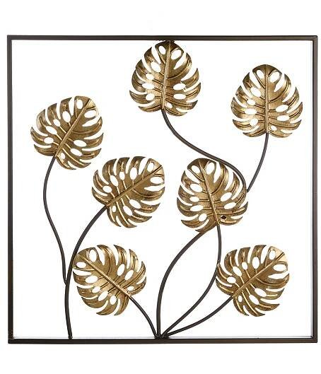Nástěnná kovová dekorace Exotic Leaf, 60 cm
