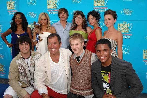 ctress Monique Coleman, actress Ashley Tisdale, actor Zac Efron, actress Kaycee Stroh, actress Vanessa Hudgens, actress Olesya Rulin, actor Ryne Sanborn, director Kenny Ortega, actor Lucas Grabeel and actor Chris Warren Jr. arrive at the premiere of "High School Musical 2