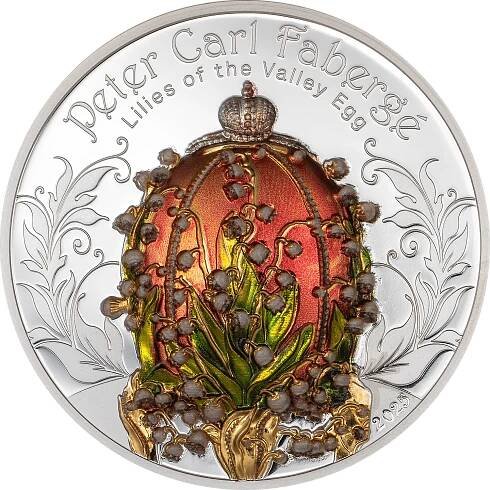 Mongolia - 2025 - 1000 Togrog - Lilies of the Valley Egg Peter Carl Fabergé 2oz silver