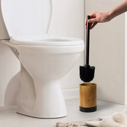 WC KARTÁČ DO KOUPELNY TOALETY DŘEVĚNÝ HNĚDÝ VOLNĚ STOJÍCÍ Stav balení originální