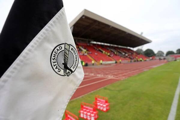 Gateshead FC corner flag prior to the pre-season friendly match between Gateshead and Sunderland AFC at the Gateshead International stadium
