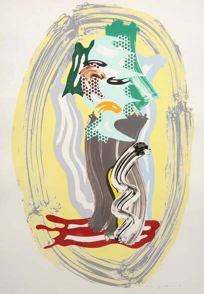 Roy Lichtenstein - Roy Lichtenstein GREEN FACE Lithograph & Screenprint, 58.5"H