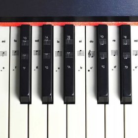 Nálepky noty na klávesy keyboard klavír gama H
