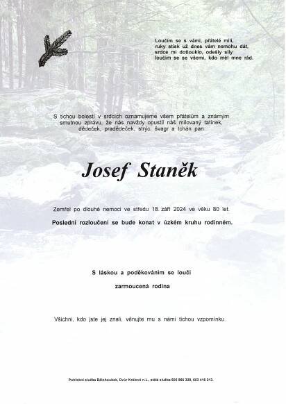 Josef Staněk - Pohřebnictví Bělohoubek