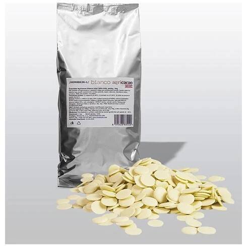Čokoláda Agricacao Bianco Alpi 35% natural vanilka bílá, pecky 1 kg/sáček