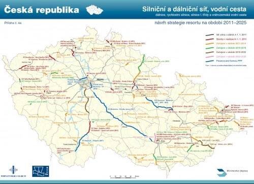 mapa silnice a dálnice Ministerstvo dopravy 2025