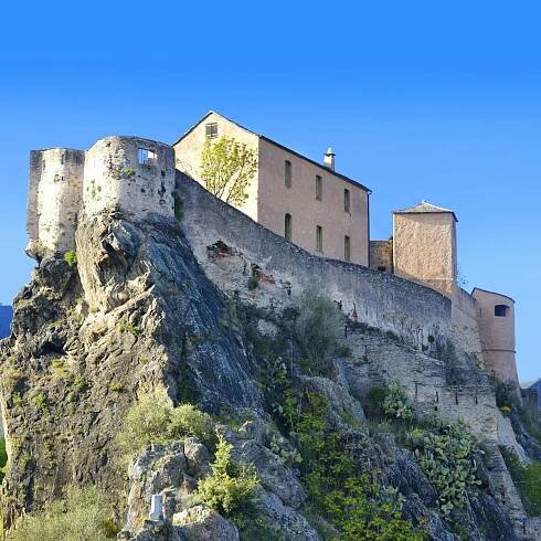 View of the Citadel at Point Belvedere, Corte, Corsica, France.