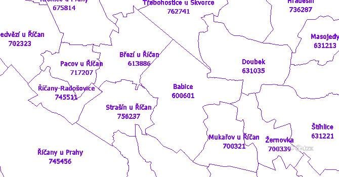 Katastrální mapa Babice