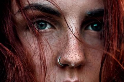 model with nose piercing
