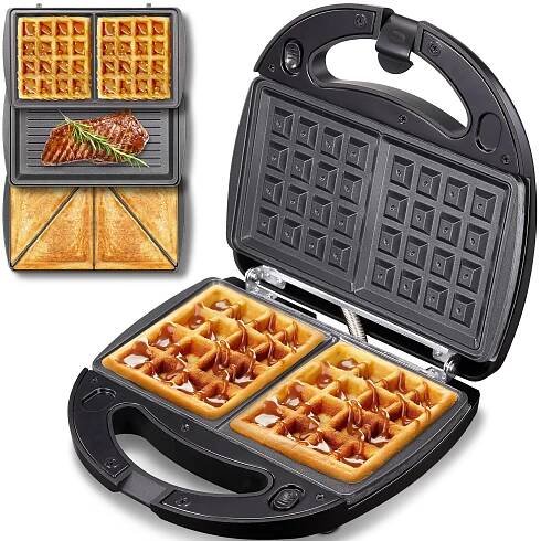 OPÉKAČ 3v1 TOUSTOVAČ VAFLOVAČ GRIL VÝMĚNNÉ DESKY PANINI VAFLE YABANO