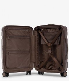 CALPAK TRNK 20 inch carry on luggage with multiple interior pockets and compression strap for travel in brown