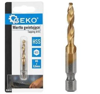 Závitový vrták HSS M5 x 0,8mm HEX, Geko G38132