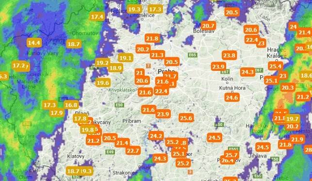Meteoradar, online radar zobrazující počasí