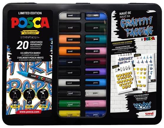 UNI POSCA Graffiti Tagging sada 20 ks Akrylových popisovačů