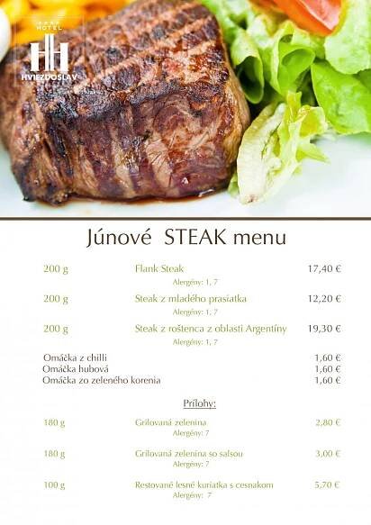 Júnové steak menu | Hotel Hviezdoslav ****
