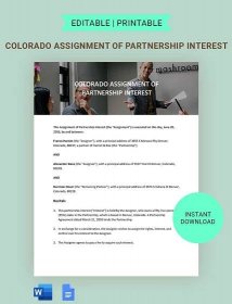 Colorado Assignment Of Partnership Interest Template