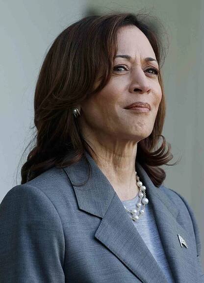 Vice President Kamala Harris looks on as Second gentleman Doug Emhoff speaksduring a reception celebrating Jewish American Heritage Month on May 20, 2024 in Washington, DC.