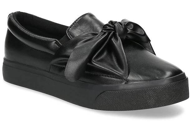 Černá dámská Slip-on obuv s mašlí