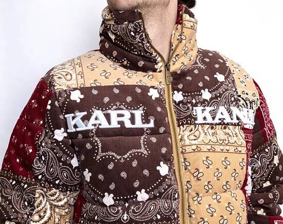 Bunda Karl Kani 6076775 KK Retro Paisley Corduroy Puffer Jacket Sand/Brown KM214-047-1
