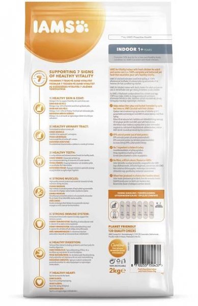 IAMS Granule pro kočky INDOOR s čerstvým kuřecím 2 kg
