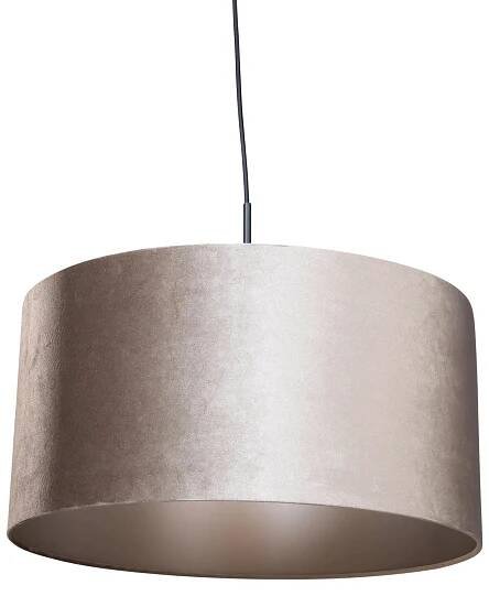 Závěsné svítidlo černé se sametovým stínidlem v barvě taupe 50 cm - Combi 1