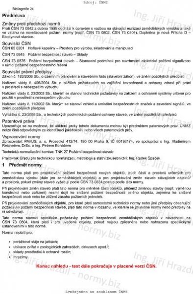ČSN 73 0842 (730842) - Požární bezpečnost staveb - Objekty pro zemědělskou výrobu - březen 2014 - Technické normy - Ing