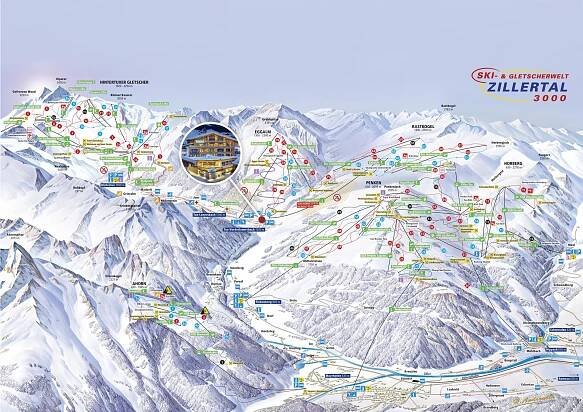 Übersichtskarte Skigebiet Zillertal
