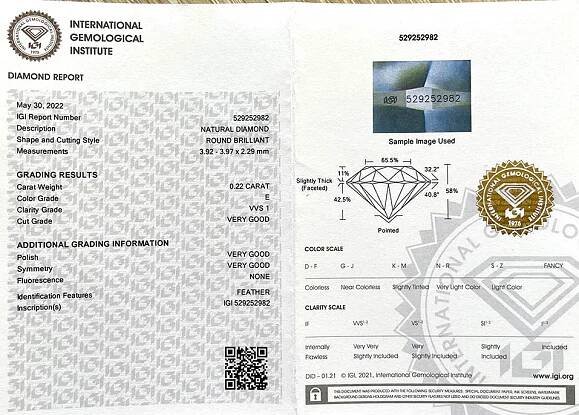 zlaté diamantové náušnice 0.44ct E/VVS1-2 s IGI certifikáty | VVDiamonds
