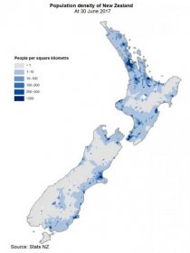 Map of New Zealand population: population density and structure of population of New Zealand