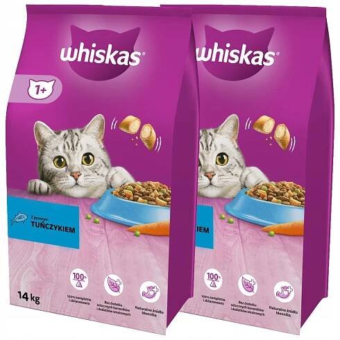WHISKAS ADULT TUŇÁK SUCHÉ KRMIVO PRO KOČKY 2x14 kg