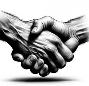 wonderful world of empathy black and white handshake