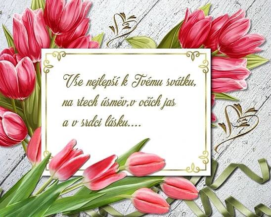 some pink tulips are next to a card with the words, i love you