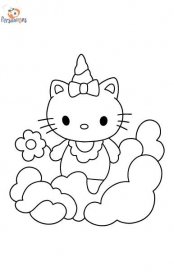 Omalovánka Hello Kitty jednorožec Online a Tisk zdarma!