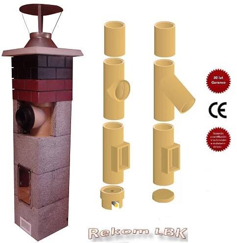 Komínová sestava DN 200mm T90° - výška 4m