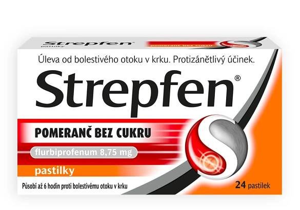 Strepfen s pomarančovou príchuťou bez cukru 1×24 ks, liek