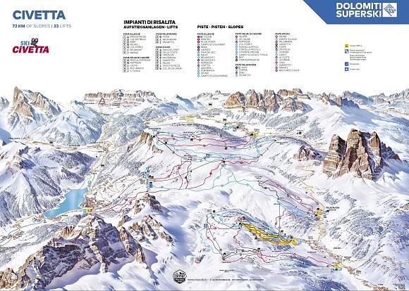 Civetta - mapa sjezdovek