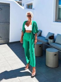 Zelený elegantní dvoudílný komplet AMISS na zavazování | Erika Fashion