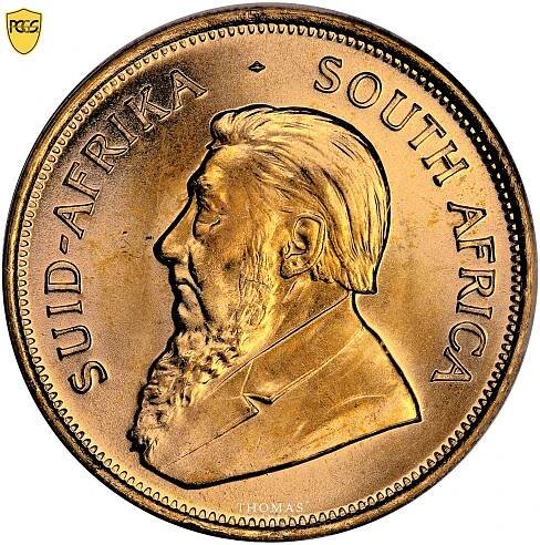 Coin South Africa- Republic Gold - Krugerrand 1 Oz  - 1975 - PCGS Gem UNC - World Trade Center obverse