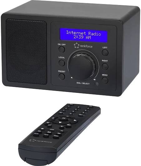 Renkforce RF-IR-MONO1 RF-4830285 internetové stolní rádio, internetové, Bluetooth, AUX, Wi-Fi, internet, s DLNA, černá